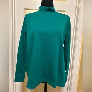 Lands' End Emerald Green Long Sleeve MockTurtleneck Top